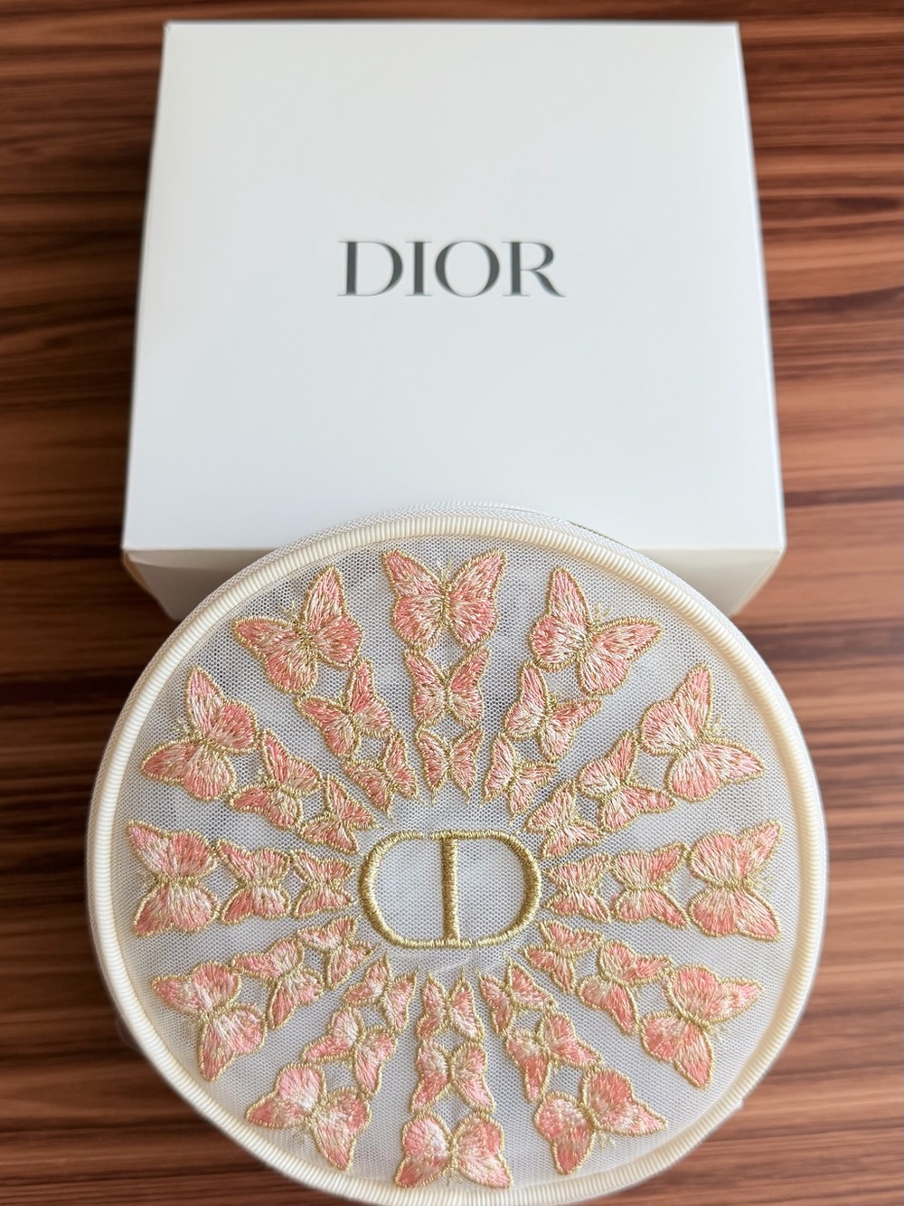 Dior Pink & Gold Butterfly Embroidered Wall Medallion